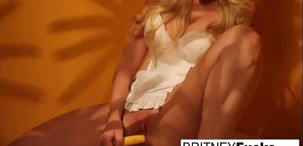  Sexy blonde in a retro tease and solo